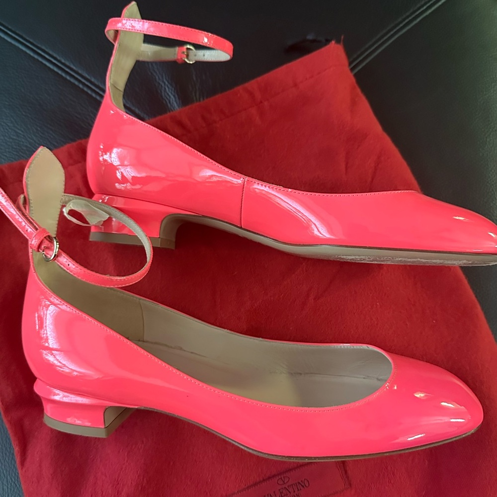 Valentino Hot Pink Ankle Strap Block Heels SIZE 36